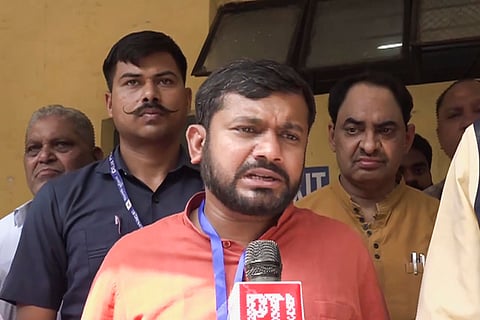 Kanhaiya Kumar interacts with the media